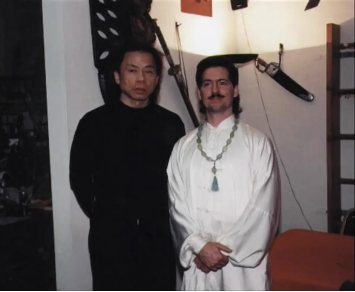 With his master