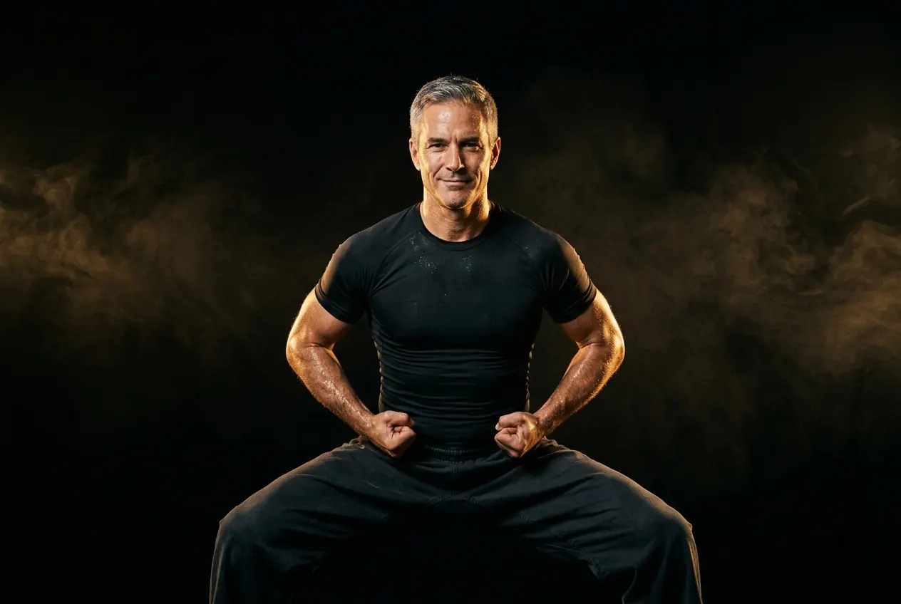 Athlete around 50 deep in a low stance